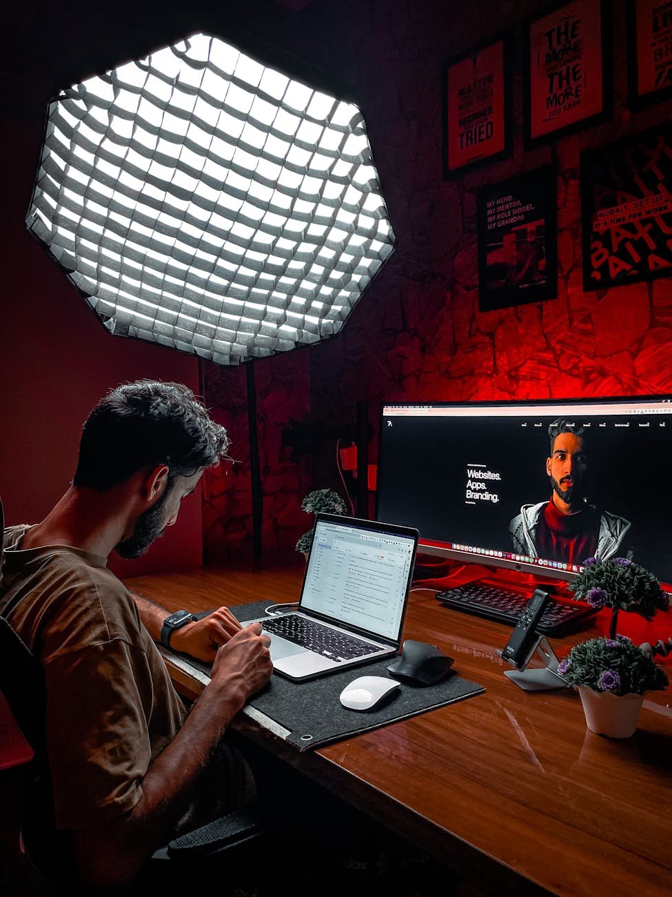 Developer at workstation with playable game build